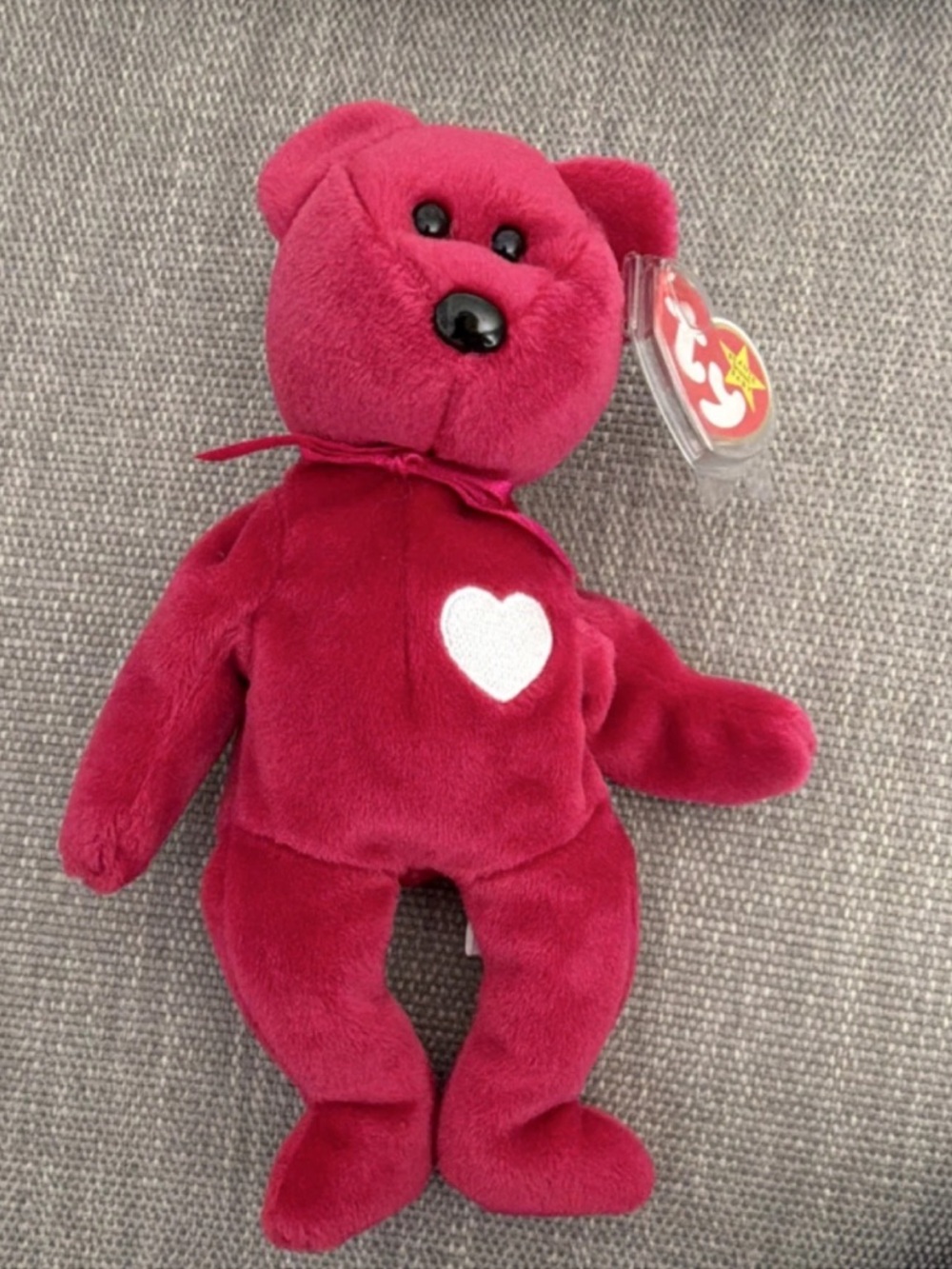 Rare TY Red Bear with White Heart Plush with errors - Picture 3 of 10